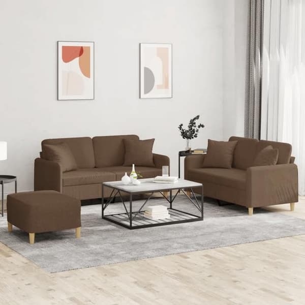 Maison Exclusive - Sæt af 3 sofaer med brune stofpuder
