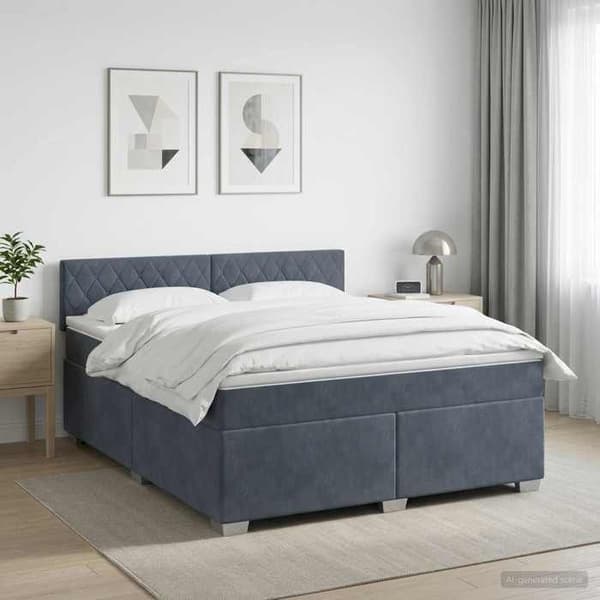 Maison Exclusive - Boxspring säng med madrass Mörkgrå 140 x 200 cm Sammet Mörkgrå