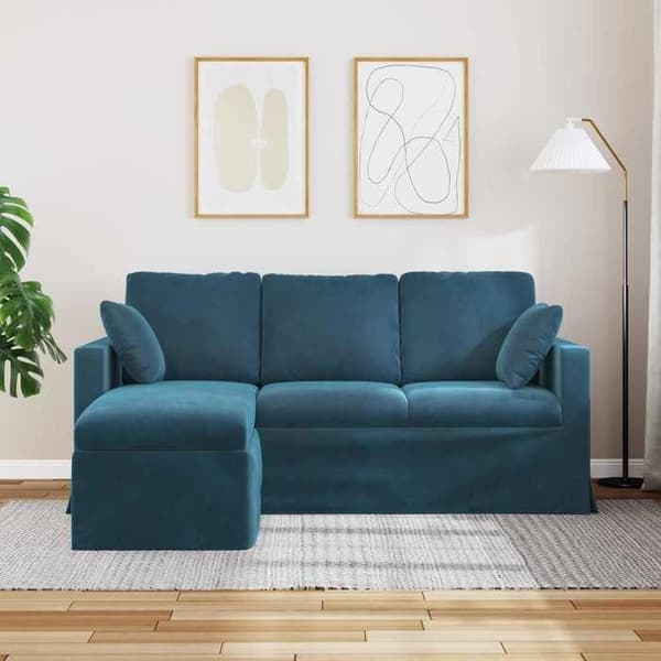 Soffa - EXKLUSIVT HEM - 178 x 134 x 80 cm - Blå - Sammet - Robust metallram Blå