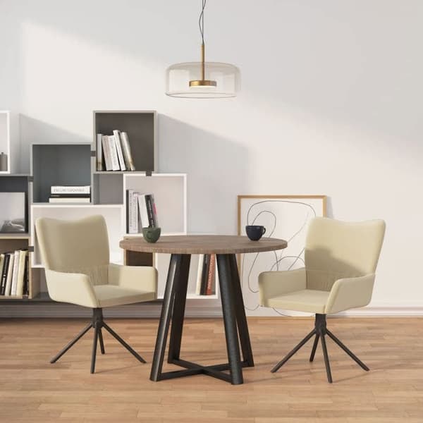 Maison Exclusive - Snurrstolar för matplats, set om 2, Creme Sammet Grädde