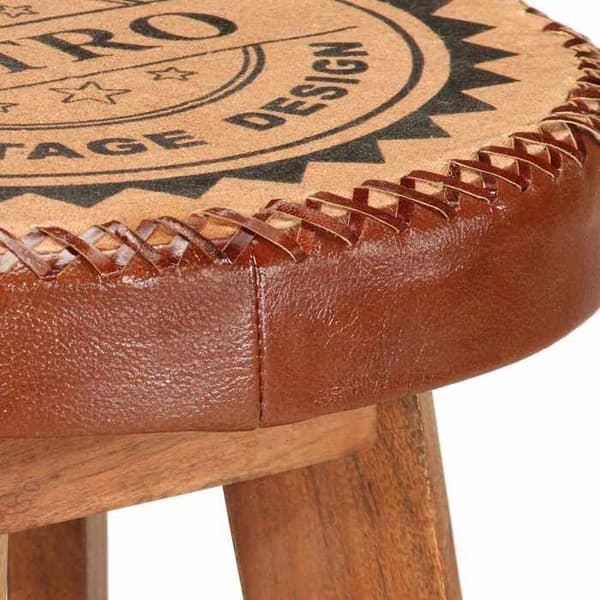 Maison Exclusive - Barstolar 2 st Äkta läder och solid akaciaträ