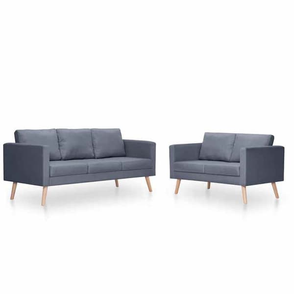 Maison Exclusive - Sätt med 2-sits och 3-sits soffor i mörkgrått tyg Mörkgrå