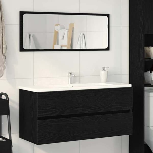 Maison Exclusive - Sort egetræ vaskeskab 100x38,5x45 cm ingeniørtræ
