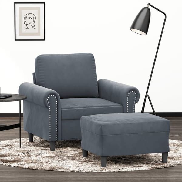 Maison Exclusive - Fåtölj med fotpall Mörkgrå 60 cm Sammet Mörkgrå