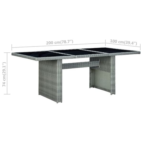Maison Exclusive - Trädgårdsbord Ljusgrå Flätad resin och härdat glas Ljusgrått