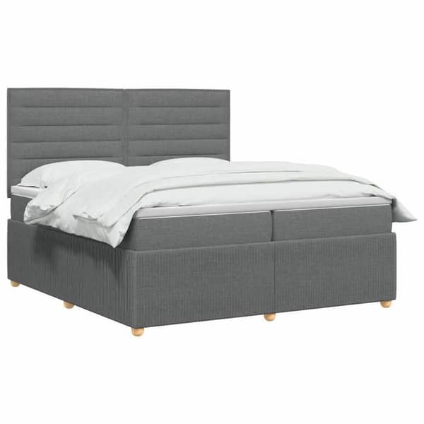 Sengestel med madras - EKSKLUSIV HUS - Boxspring seng med LED - Mørkegrå - 200 x 200 cm - Justerbar hovedgærde Mörkgrå