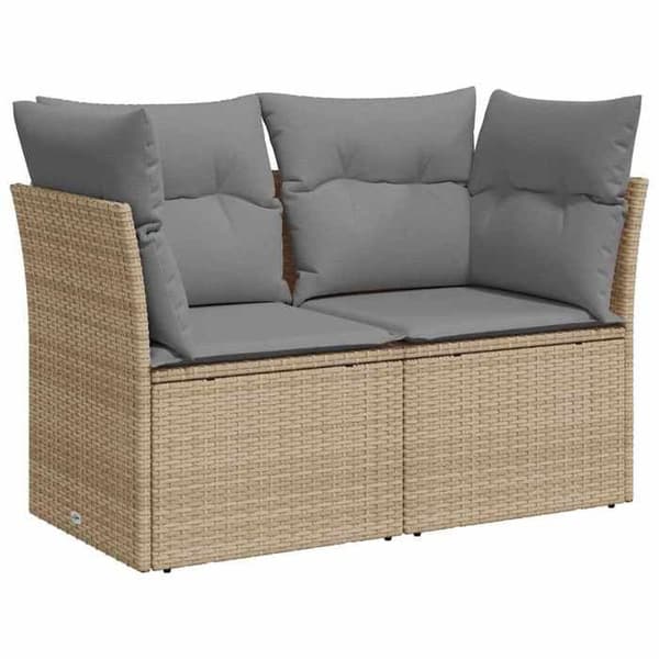 Maison Exclusive - Trädgårdsoffa med kuddar 2 platser beige flätad resin