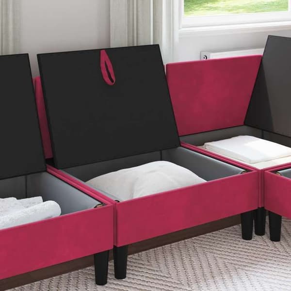 Maison Exclusive - Mellanstor soffa med förvaring Bordeaux Sammet Bordeaux