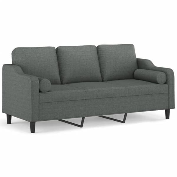 3-sitssoffa - Maison Exclusive - Mörkgrå - Polyester tyg - Metallram 198x77x80 cm mörkgrå