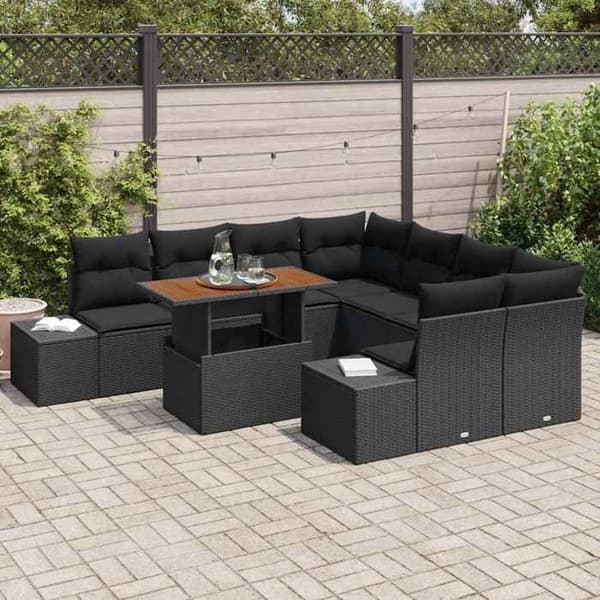 Maison Exclusive - 9 stk. have-sofa sæt i sort poly rattan