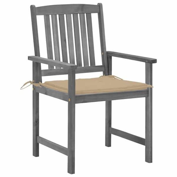 Maison Exclusive - Trädgårdsstolar och kuddar set om 4 Grå Akaciaträ Grå