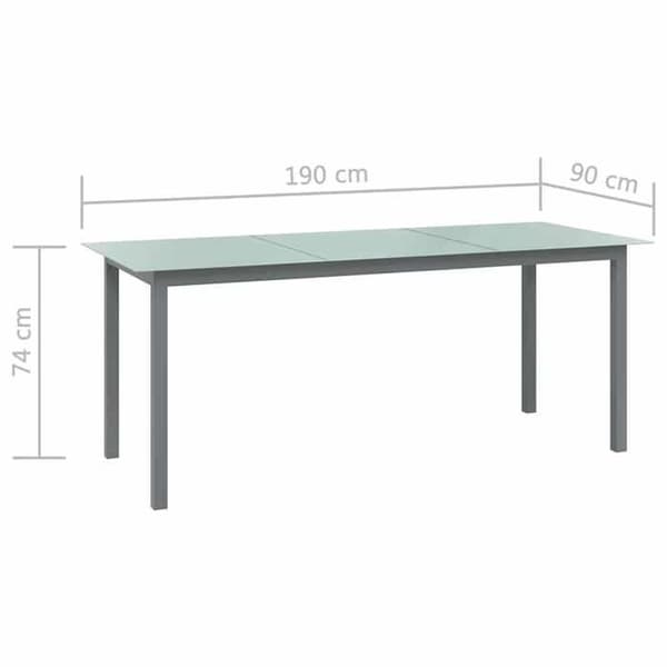 Havemøbel - EKSKLUSIV HUS - 190x90x74 cm - Lys grå - Aluminium - Glas Ljusgrått