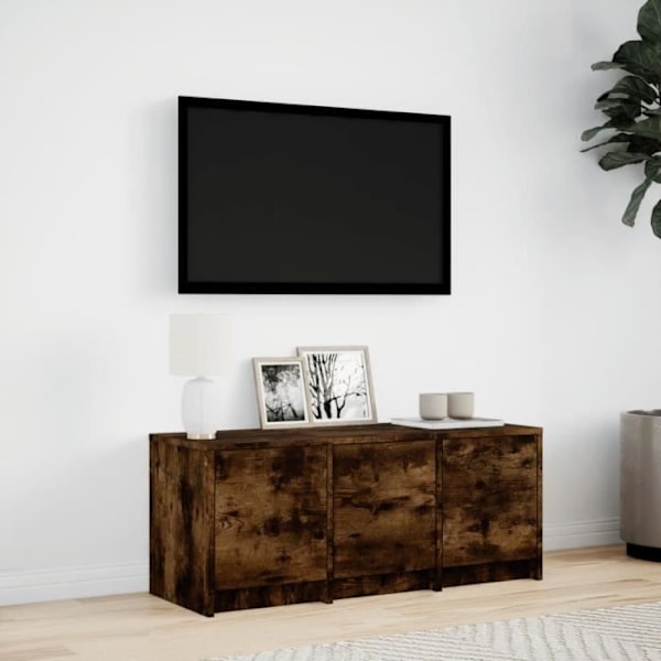 TV-møbel med LED røget eg 97x34x40 cm ingeniørtræ40 [cm] Brun