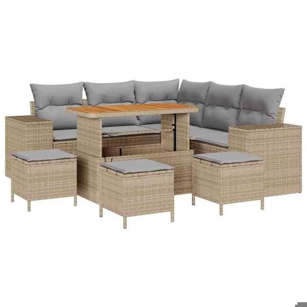 Maison Exclusive - 9-delars trädgårdsoff-set 8-sits