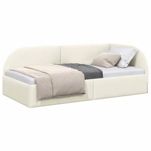 Vinkelsängram - EXKLUSIV HEM - Sammet - L-formad design - 100 x 200 cm - Soffa↔säng Grädde