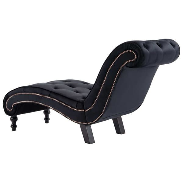Loungestole - Velour - Sort - Tyk polstring - Ergonomisk bølget design Svart