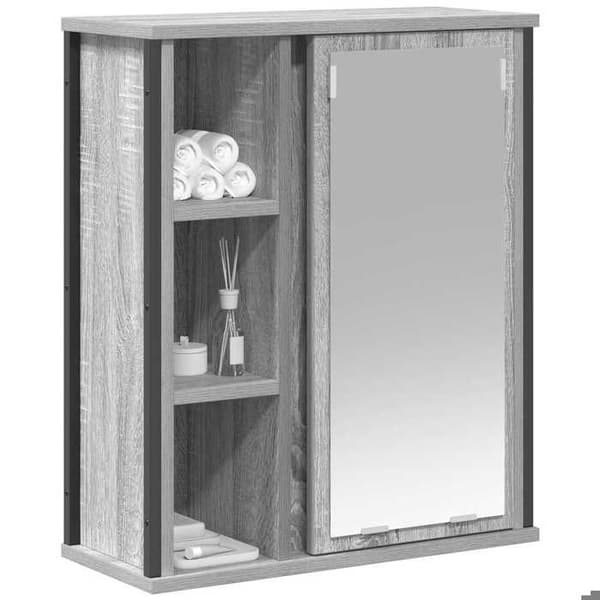 Maison Exclusive - Väggmonterad badrumsspegelskåp sonoma grå 50x21x60 cm