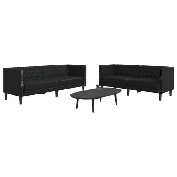 Maison Exclusive - Chesterfield sofa sæt 2 stk sort kunstlæder