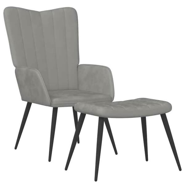 Maison Exclusive - Avkopplingsstol med fotstöd Ljusgrå Sammet Ljusgrått