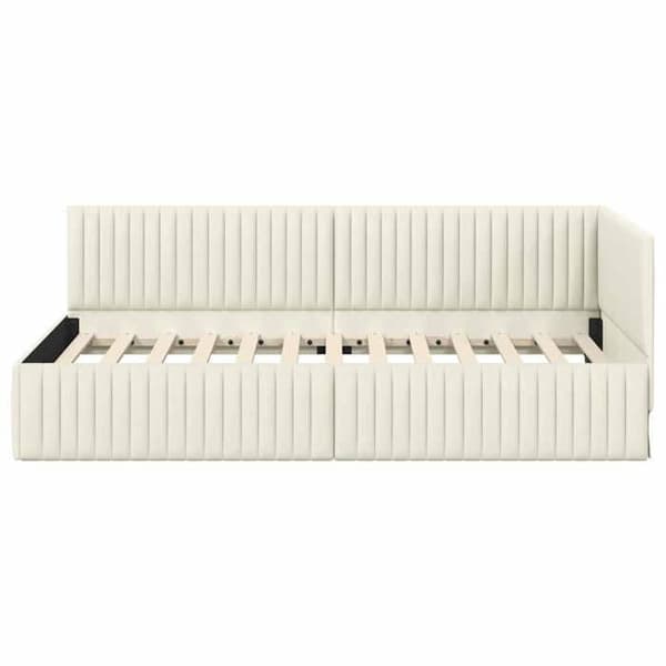 Sängram - EXKLUSIV HEM - Sammet - 100 x 200 cm - Kräm - L-formad konvertibel design Grädde