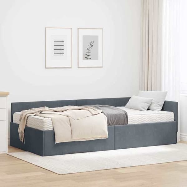 Maison Exclusive - Hörnsängram med madrass 2 pc Mörkgrå 100 x 200 cm Mörkgrå