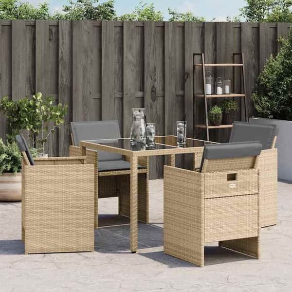 Maison Exclusive - Trädgårdsstolar med kuddar, set om 4, blandning beige