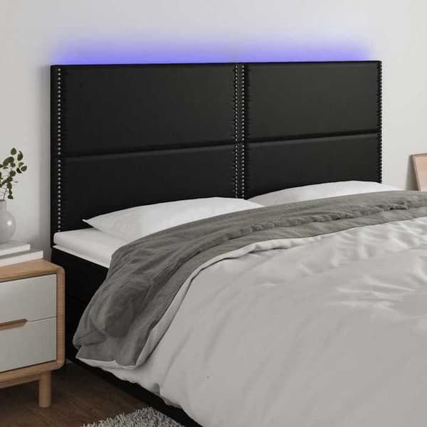 Maison Exclusive - LED Hovedgærde Sort 180x5x118/128 cm Simili Læder Svart