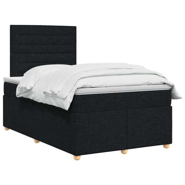 Maison Exclusive - Boxspring seng med madras Sort 120 x 200 cm Stof