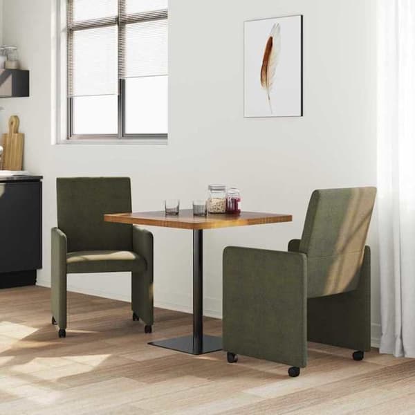 Matsalsstolar - EXKLUSIVT HEM - Set om 2 - Grön mockaimitation - Hjul - Armstöd