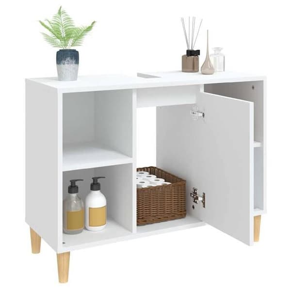 Maison Exclusive - Vit diskbänksmöbel 80x33x60 cm ingenjörsträ