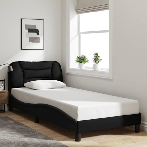 Sengestel uden madras sort 90x190 cm stof75 [cm] sort