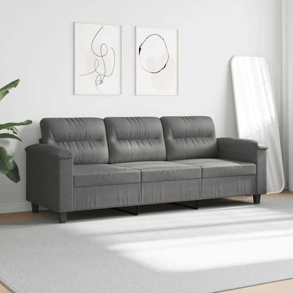 Maison Exclusive - Soffa 3-sits Grå mörk 180 cm Mikrofiber