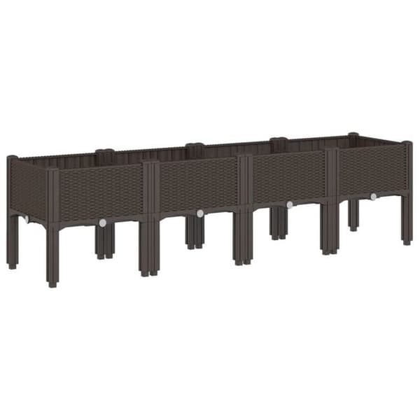Jardiniär - EXKLUSIV HEM - Rattanutseende - 160x40x42 cm - Stötsäker polypropen - Brun brun