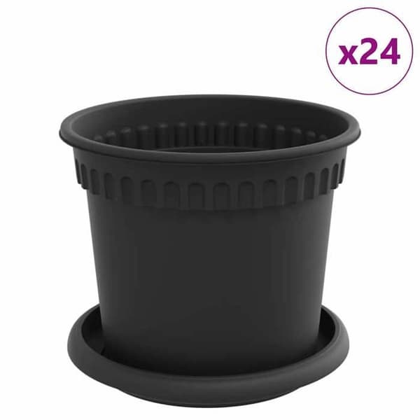 Maison Exclusive - Växtkrukor 24 st Svart Plast