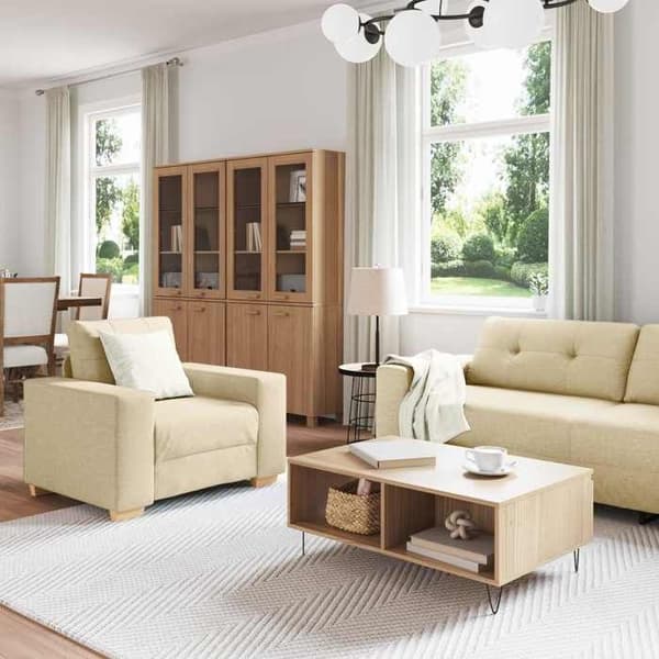 Maison Exclusive - 3 osan sohva, kerma kangasta Grädde