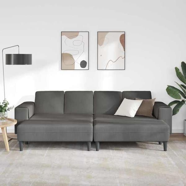 Maison Exclusive - Mörkgrå soffa 250 x 188 x 76 cm Tyg i ribbad sammet Mörkgrå
