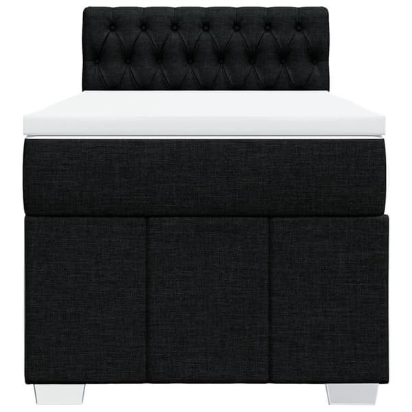 Maison Exclusive - Sengebund med lameller og madras Sort 100x200 cm Stof