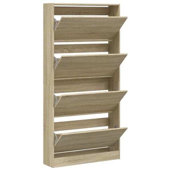 Maison Exclusive - Skoskab med 4 foldbare skuffer i sonoma eg