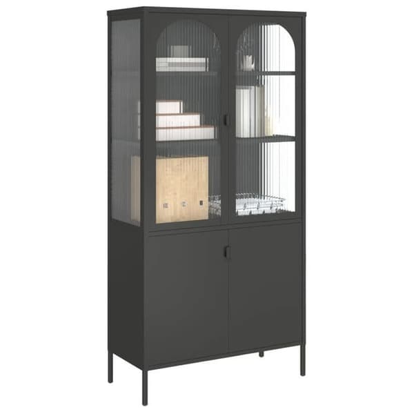 Maison Exclusive - Sort høj buffet 90x40x180 cm glas og stål