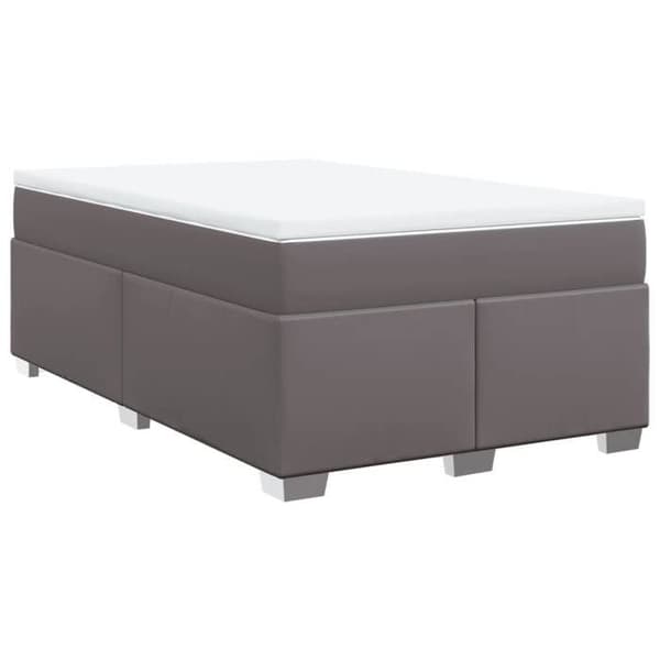 Maison Exclusive - Seng med lameller og grå madras 120x190 cm i kunstlæder