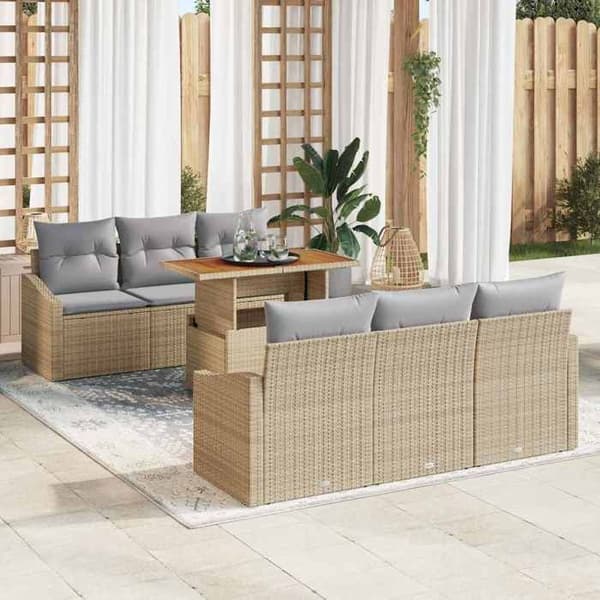 Maison Exclusive - 7 osan beige ja harmaa puutarhakalustesarja