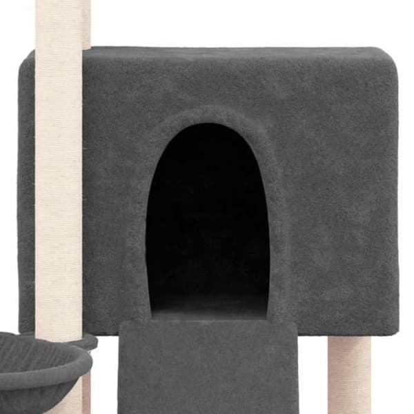 Kattetræ - Eksklusivt hus - Mørkegrå - 96 cm - Sisal stolper mörkgrå
