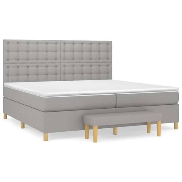 Maison Exclusive - Seng med lamelbund og madras Lys grå 200x200cm Stof