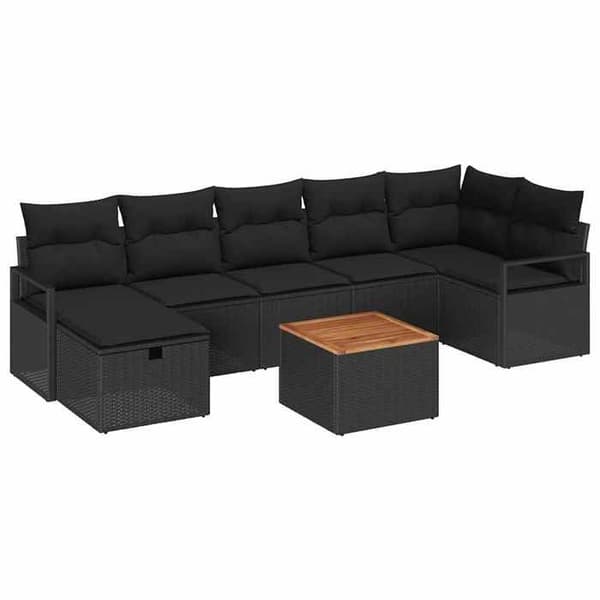 Maison Exclusive - 8 stk. have-sofa sæt i sort poly rattan Svart