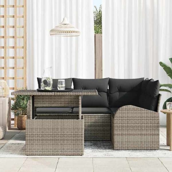 Maison Exclusive - 5-delars trädgårdsoff-set 4-sits Grå Grå
