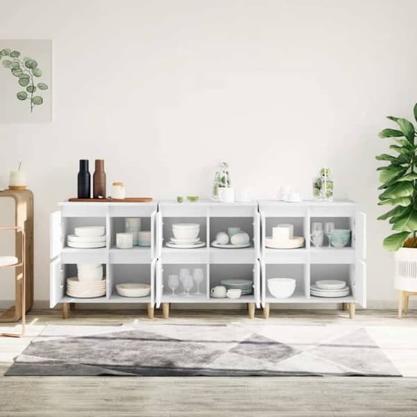 Maison Exclusive - Bufféer 3 st vit 60x35x70 cm ingenjörsträ