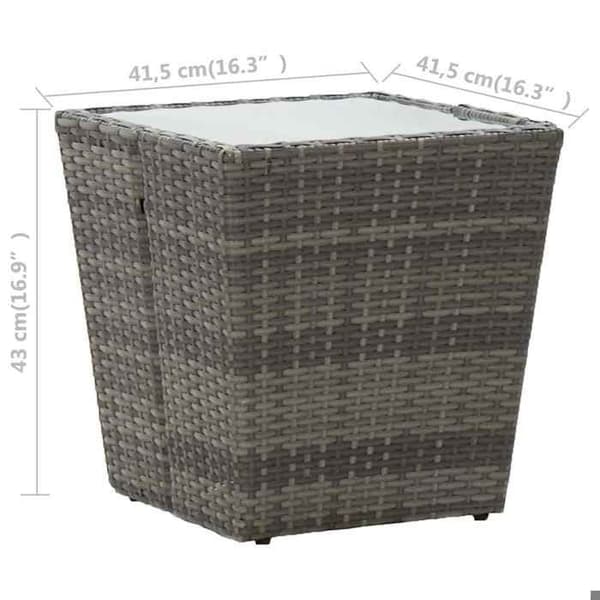 Maison Exclusive - Teebord Grå 41,5x41,5x43 cm Vævet harpik og hærdet glas