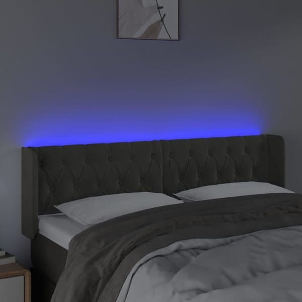 Maison Exclusive - LED-päätyharso Tummanharmaa 147x16x78/88 cm Sametti Mörkgrå