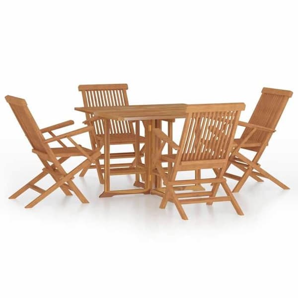 Maison Exclusive - Fällbart utomhusmatbordset 5 delar i solid teak