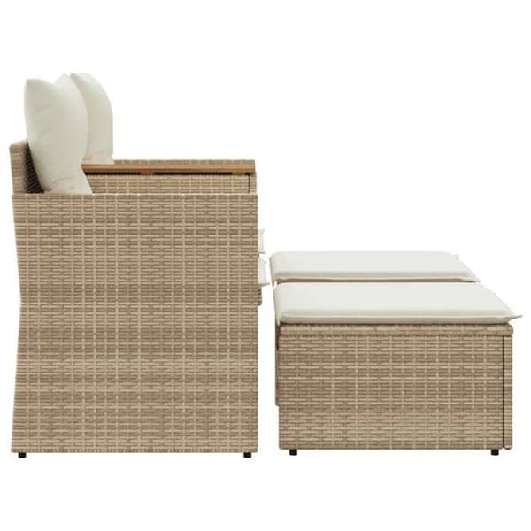 Maison Exclusive - 2-sits trädgårdssoffa med beige flätad resinpuffar